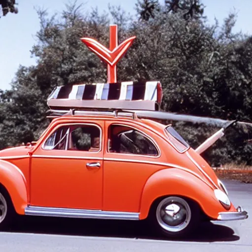 Image similar to promotion movie still of the car in'herbie the love bug'film ( 1 9 6 8 ). cinematic, 4 k, imax, 7 0 mm