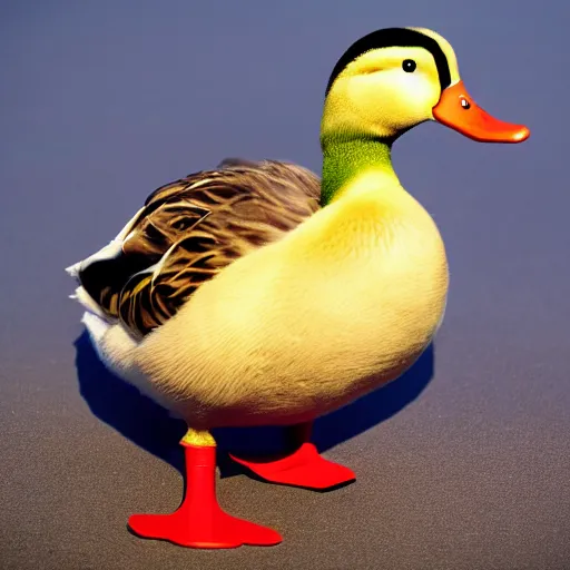 Image similar to a duck holding a knife with its beak