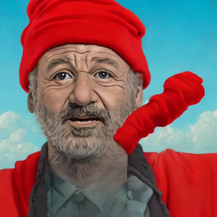 Image similar to portrait of bill murray as steve zissou, painting in the style of wes anderson. intricate artwork. by Randolph Stanley Hewton. octane render, trending on artstation, greg rutkowski very coherent symmetrical artwork. cinematic, high detail, octane render, 8k, iridescent accents