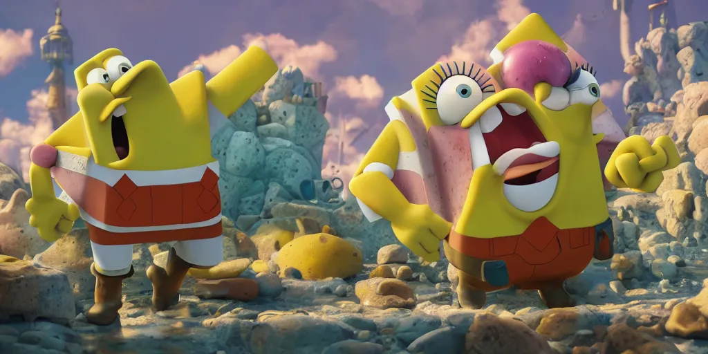 Prompt: very buff and muscly spongebob, realistic 4 k octane beautifully detailed render, 4 k post - processing, highly detailed, intricate complexity, epic composition, magical atmosphere, cinematic lighting, masterpiece, ultra hd