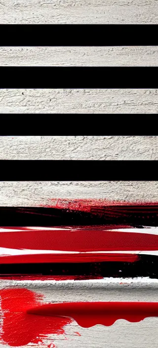 Prompt: smooth canvas coated with red paint, black stripes, matte paint