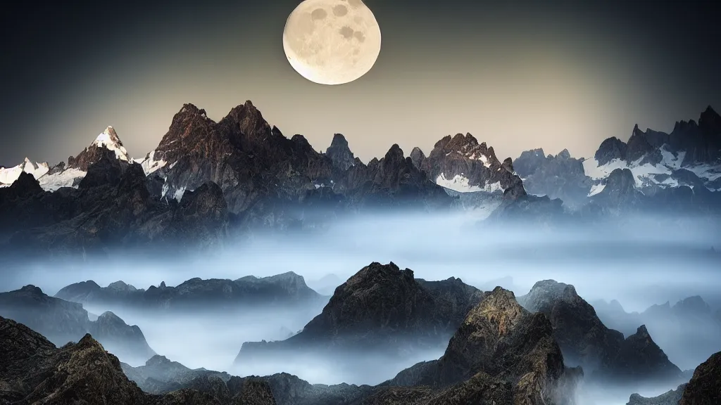 Prompt: amazing landscape photo of the moon by marc adamus, beautiful dramatic lighting