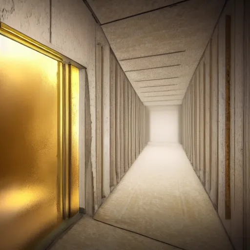 Prompt: inside an laboratory enters the old gold the room through a dimensional portal