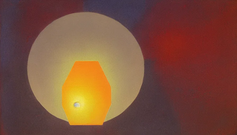 Image similar to the sun being blocked by a hexagon, seen from earth, art deco painting