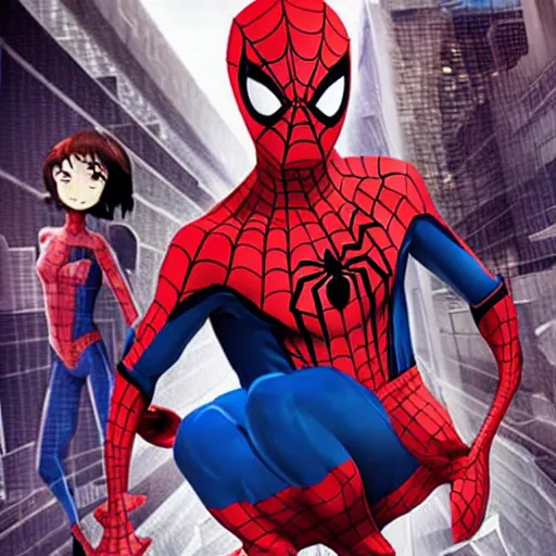 Prompt: spider-man in an anime