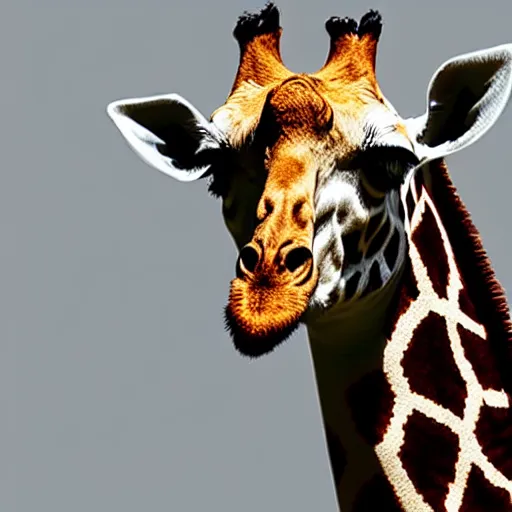 Image similar to photo of giraffe wearing a studded leather jacket