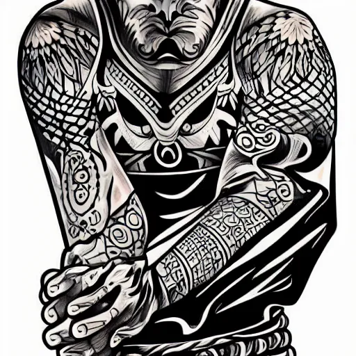 Prompt: sleeve tattoo of gods and kings vector illustration