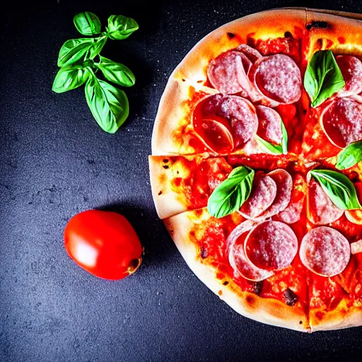 Pizza Siciliana On Flour Background Stock Photo 87037022