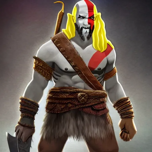 Prompt: god of war inspired by adventure time