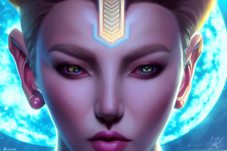 Image similar to symmetry!! portrait of sailor uranus! alien in the style of horizon zero dawn, machine face, intricate, elegant, highly detailed, digital painting, artstation, concept art, smooth, sharp focus, illustration, art by artgerm and ross tran and greg rutkowski and alphonse mucha, 8 k