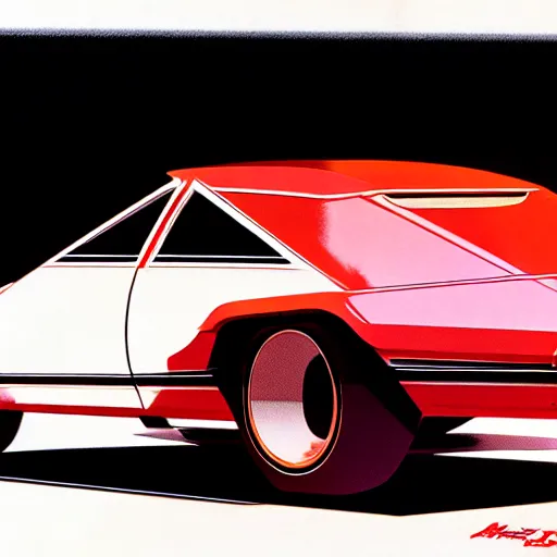 Image similar to concept art for a car with built - in meat smoker, illustrated by syd mead, high quality