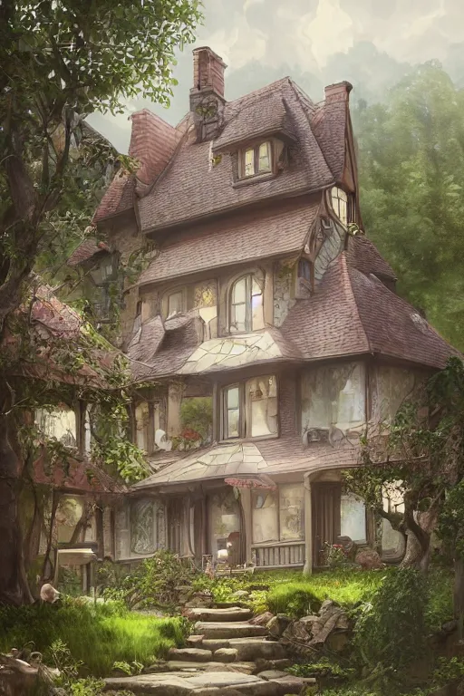 Prompt: happy cottagecore Ariana Grande with her happy family home, countryside villa, intricate, fancy, highly detailed, digital painting, artstation, concept art, smooth, sharp, focus, illustration, art by artgerm and greg rutkowski