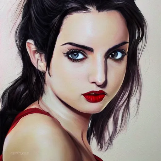 Prompt: Ana de Armas as faye valentine from Cowboy Bebop, extremely detailed, painting, portrait