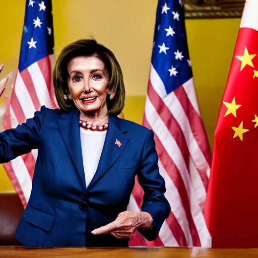 Image similar to nancy pelosi waving chinese flag