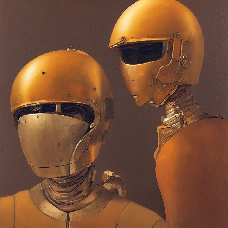 Image similar to portrait of a knight in a motorcycle helmet, fashion studio, lighting, 35mm , Edward Hopper and James Gilleard, Zdzislaw Beksinski, Steven Outram highly detailed