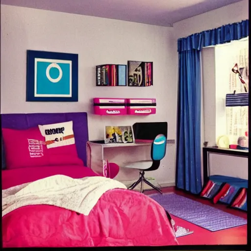 Image similar to 80's style teenage boy bedroom. Retro.