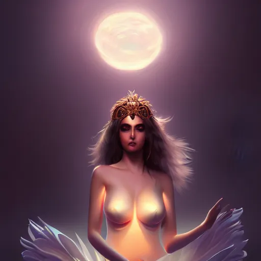 Image similar to Goddess of the night, highly detailed, digital painting, artstation, concept art, soft light, sharp focus, illustration