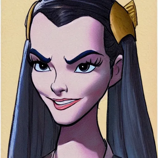 Image similar to milt kahl sketch of victoria justice as princess padme from star wars episode 3