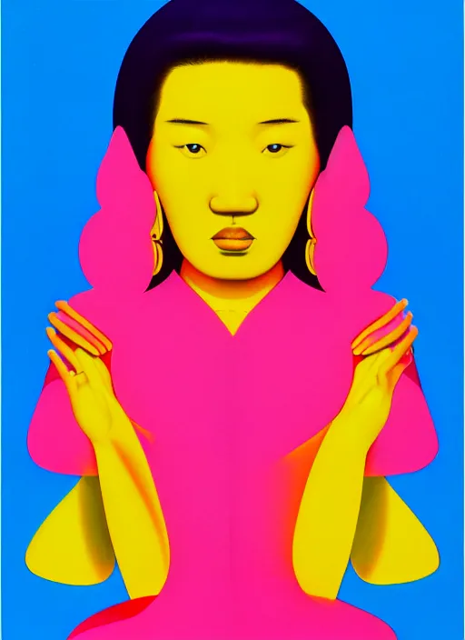 Image similar to peggy gou by shusei nagaoka, kaws, david rudnick, airbrush on canvas, pastell colours, cell shaded, 8 k