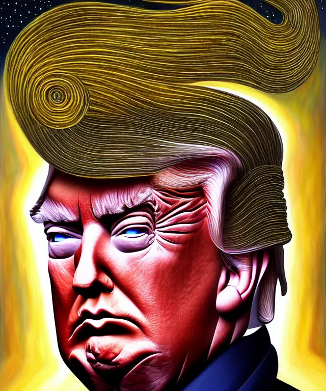 Image similar to a portrait painting of trump, polycount, surrealism, surrealist, lovecraftian, cosmic horror, high detail