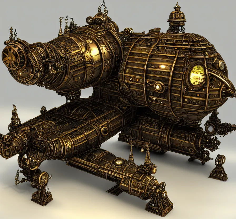 Image similar to symmetric steampunk space ship