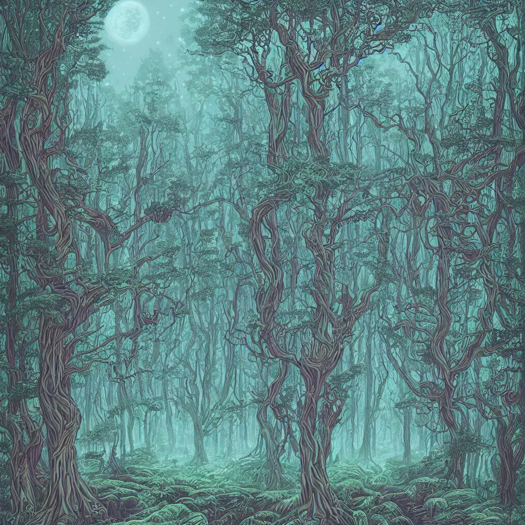Prompt: Magical forest by Dan Mumford