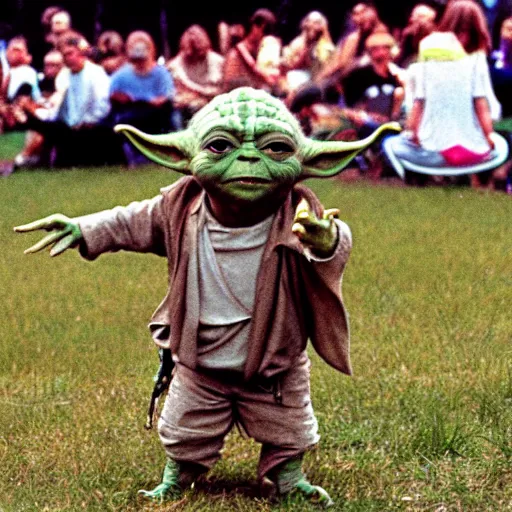 Image similar to yoda performing at woodstock