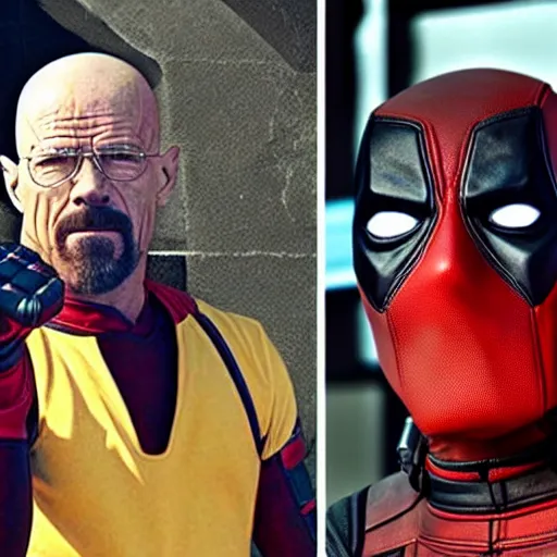 Image similar to deadpool and walter white.