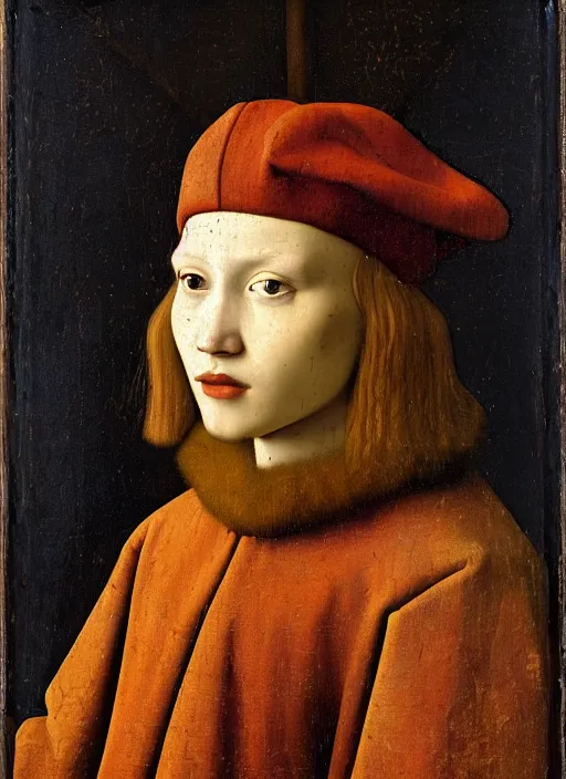 Image similar to portrait of a young king, medieval painting by Jan van Eyck, Johannes Vermeer, Florence