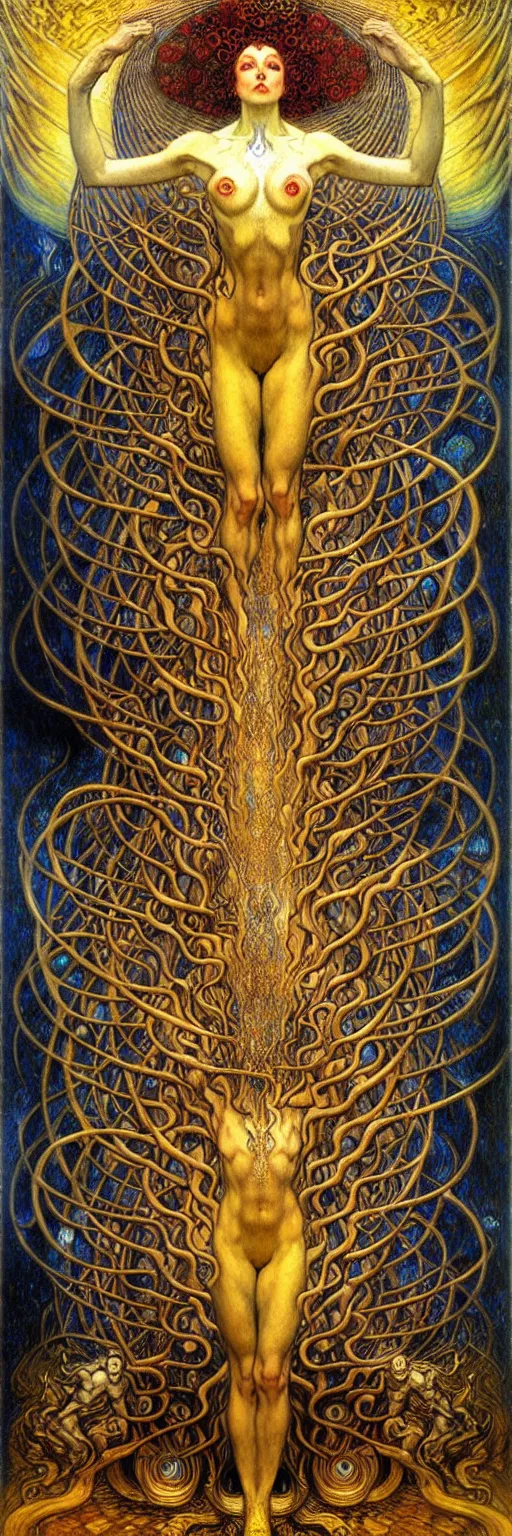 Image similar to Divine Chaos Engine by Karol Bak, Jean Delville, William Blake, Gustav Klimt, and Vincent Van Gogh, symbolist, visionary