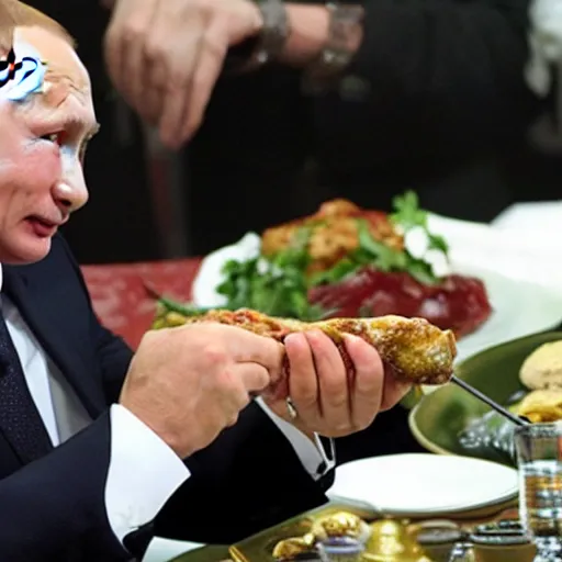 Image similar to photo, vladimir putin eating a human leg