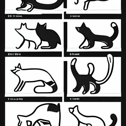 Image similar to black and white illustrated instructions on how to put together a cat made by ikea