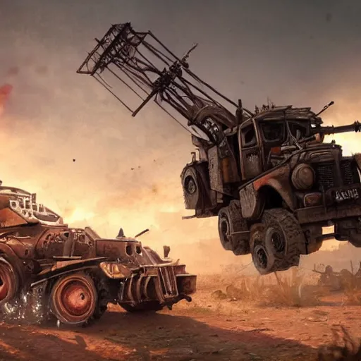 Image similar to crossout, hyper realistic, very detailed, realistic lighting, dark fantasy, 4 k, in the style of greg rutkowski,