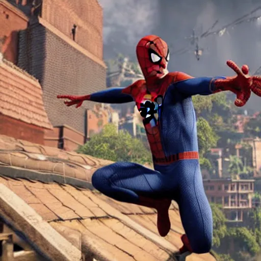 Image similar to spiderman in uncharted 4