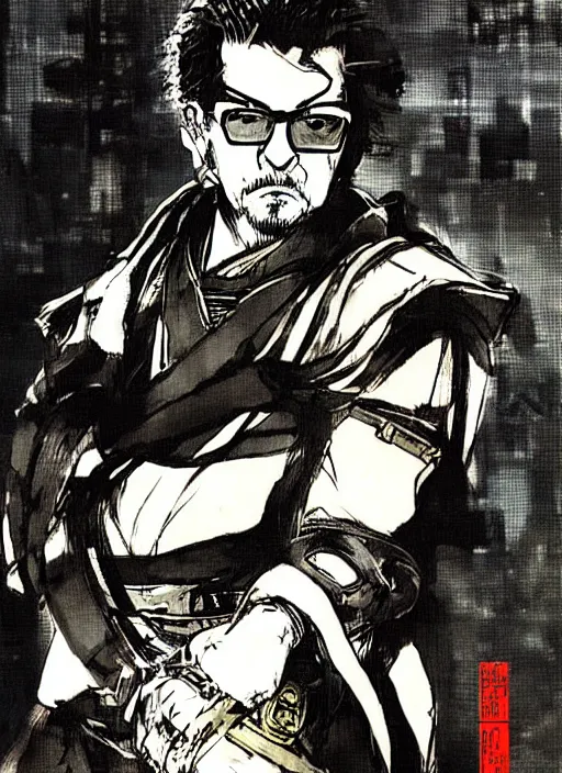 Image similar to salvador allende as a samurai by yoji shinkawa