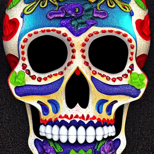 Image similar to spotlight studio photo of a sugar skull made of mercury, 8 k hd, 3 d