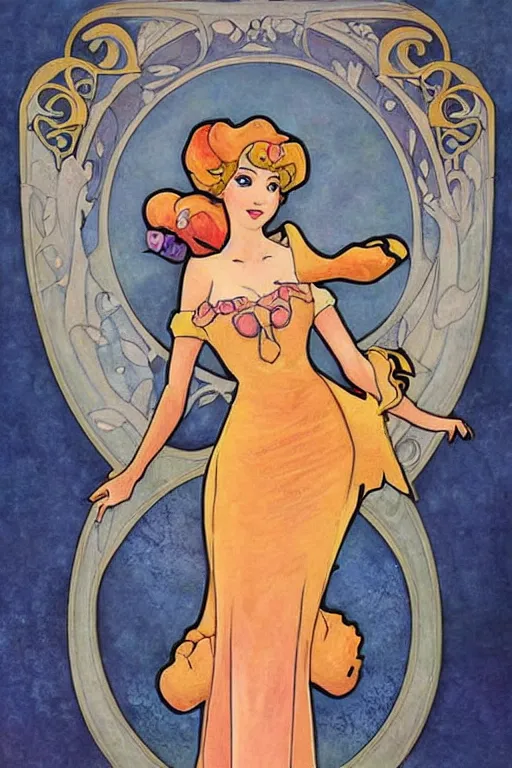 Image similar to beautiful art nouveau painting of princess peach