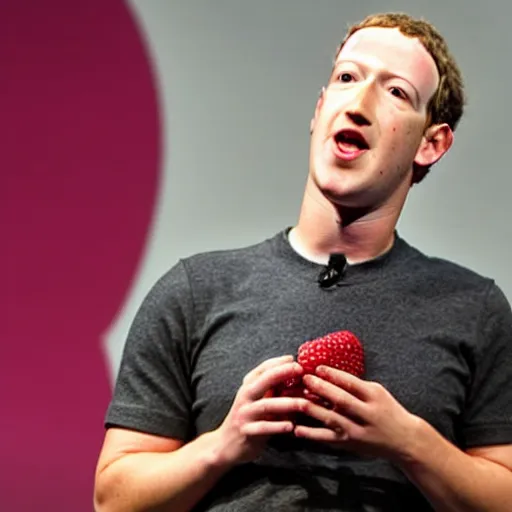 Image similar to photo of Mark Zuckerberg eating a raspberry