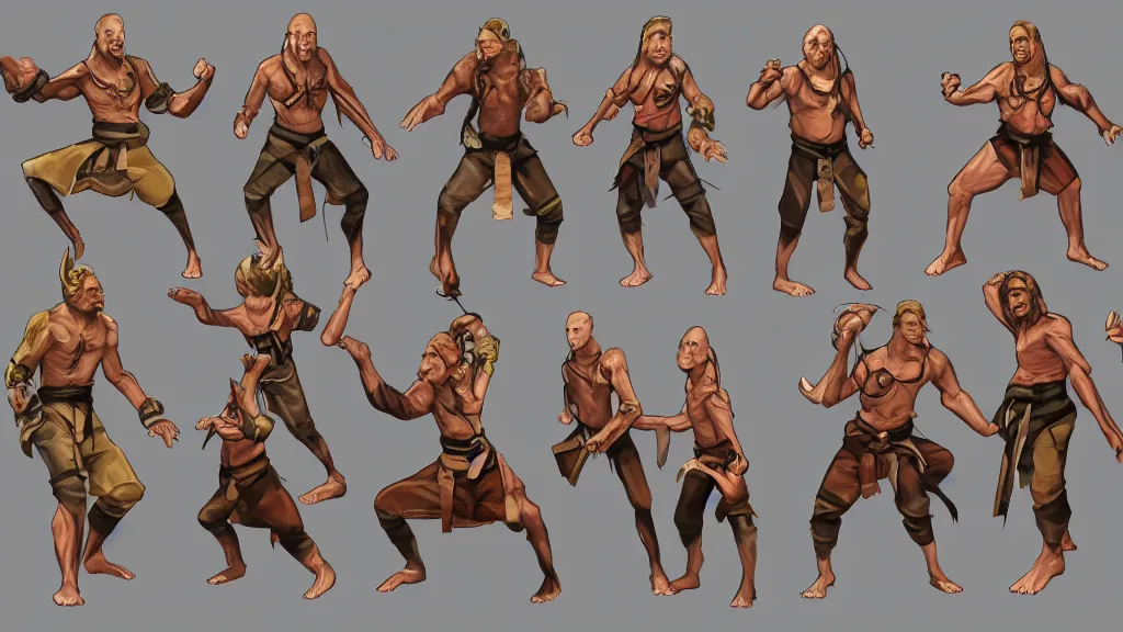 Image similar to a fantasy werelion martial artist character design sheet, trending on artstation