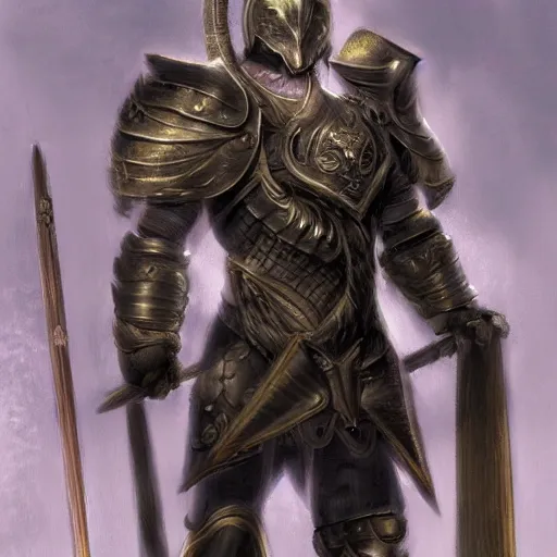 Image similar to detailed portrait of a black Minotaur general in plate armor, fantasy painting, concept art