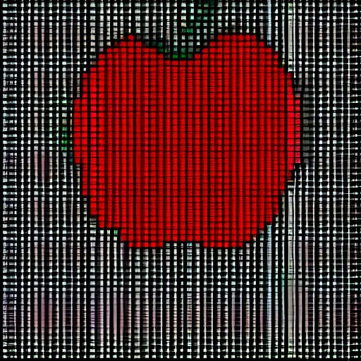 Image similar to an apple pixelated in red and black on a white background, pixel art by Mac Conner, reddit contest winner, pixel art, #pixelart, art, pixel perfect