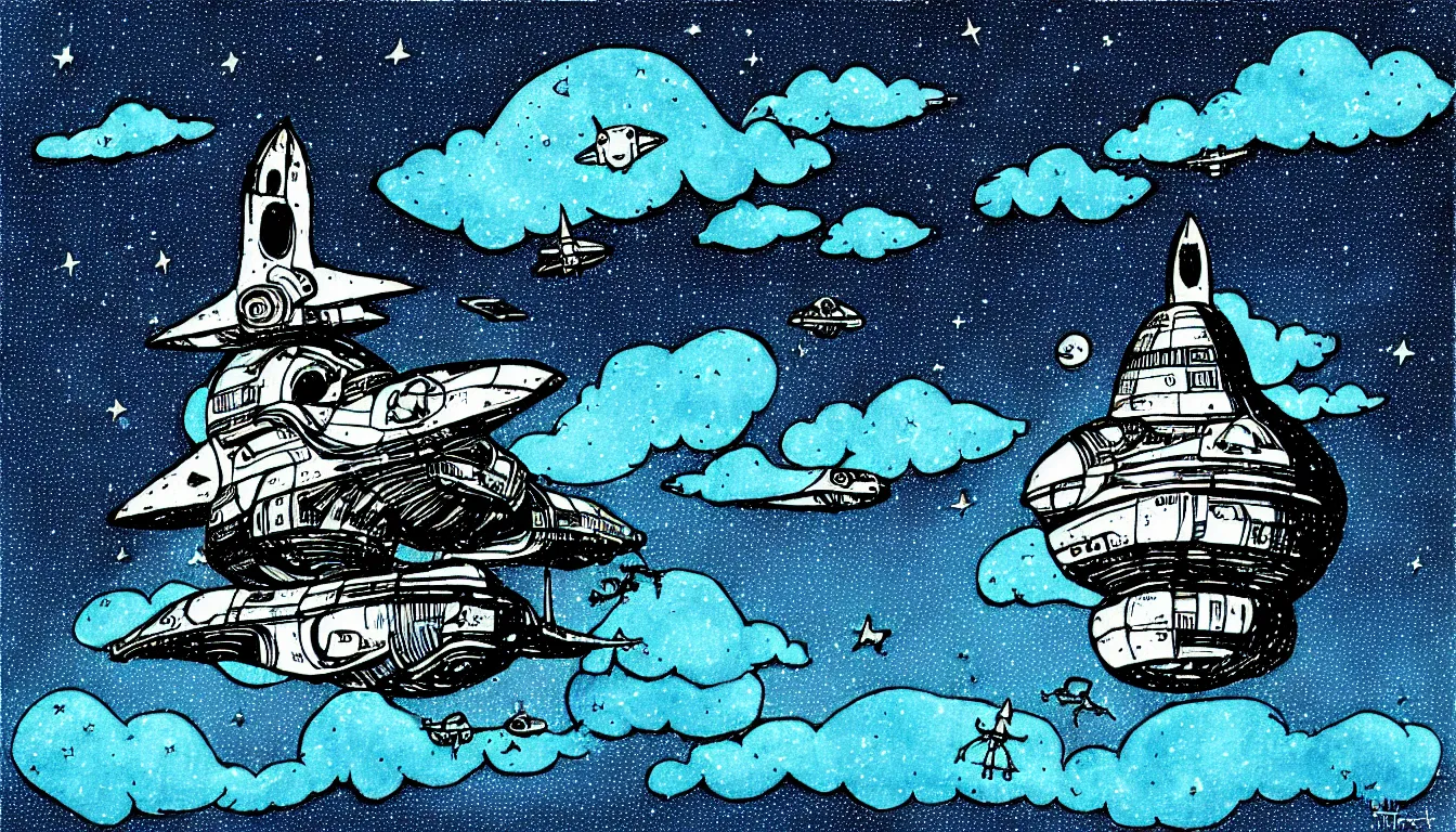 Image similar to spaceship in the sky by traditionnal rizoprint