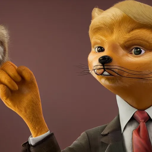 Prompt: Portrait of Donald Trump in the style of Fantastic Mr. Fox. 8k Resolution