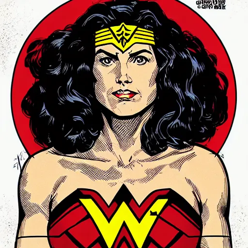 Image similar to portrait of wonder woman, by laurie greasley