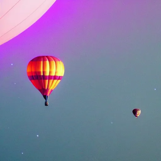 Prompt: hot air baloon in space. universe in the background