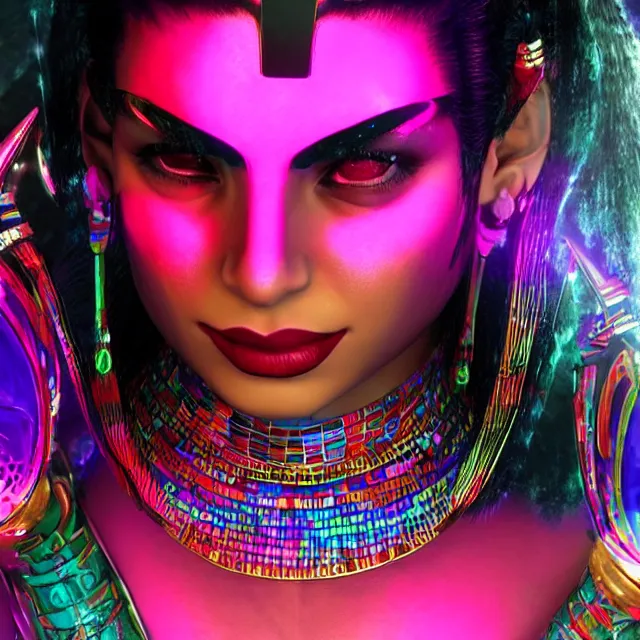 Prompt: a female egyptian / aztecian punk / raver using her mutant electrical powers trending on artstation deviantart pinterest hyper detailed photorealistic highlights and shadow hd 8 k post - processing high resolution