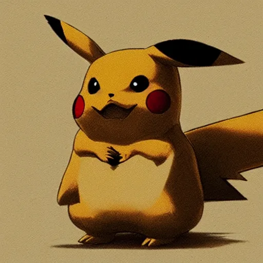 Image similar to concept art of pikachu, cinematic shot, digital art by jama jurabaev, extremely detailed, brush hard, artstation, high quality, brush stroke, white background