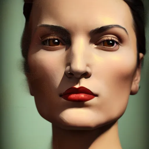 Prompt: A Hearts of Iron IV portrait of a Spanish young woman with high cheekbones. Good bone structure. Dressed in 1940s style. Highly detailed, fine Art, high detail, great lighting, 8k resolution, masterpiece, concept art, illustration, clear eyes, painting oil on canvas, octane render, HDR, trending on artstation, 4k, 8k, HD