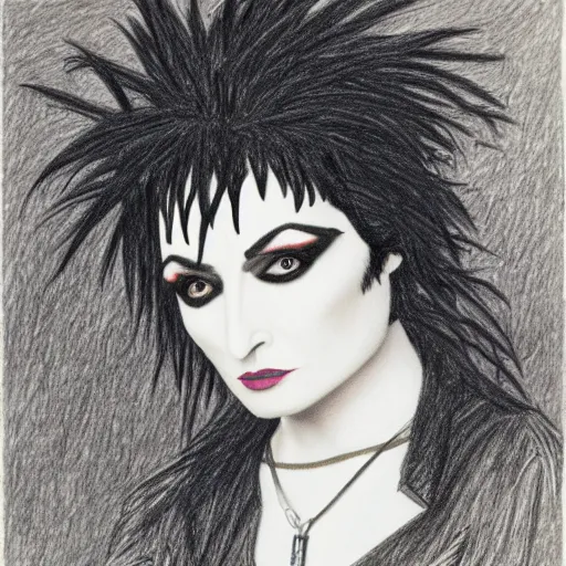 Prompt: a highly detailed pencil drawing of Siouxsie Sioux