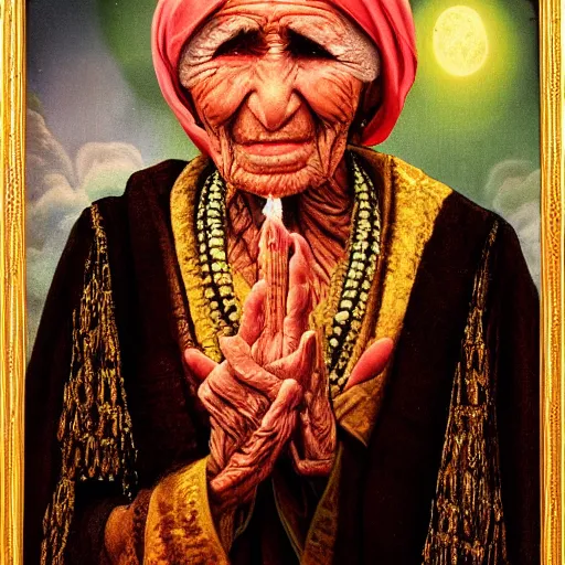 Image similar to баба ванга matte portrait painting of the mystic baba vanga